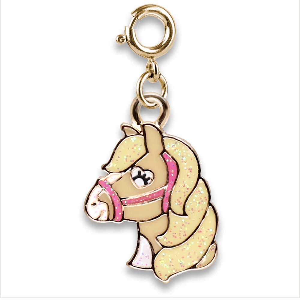 Gold Glitter Horse Charm